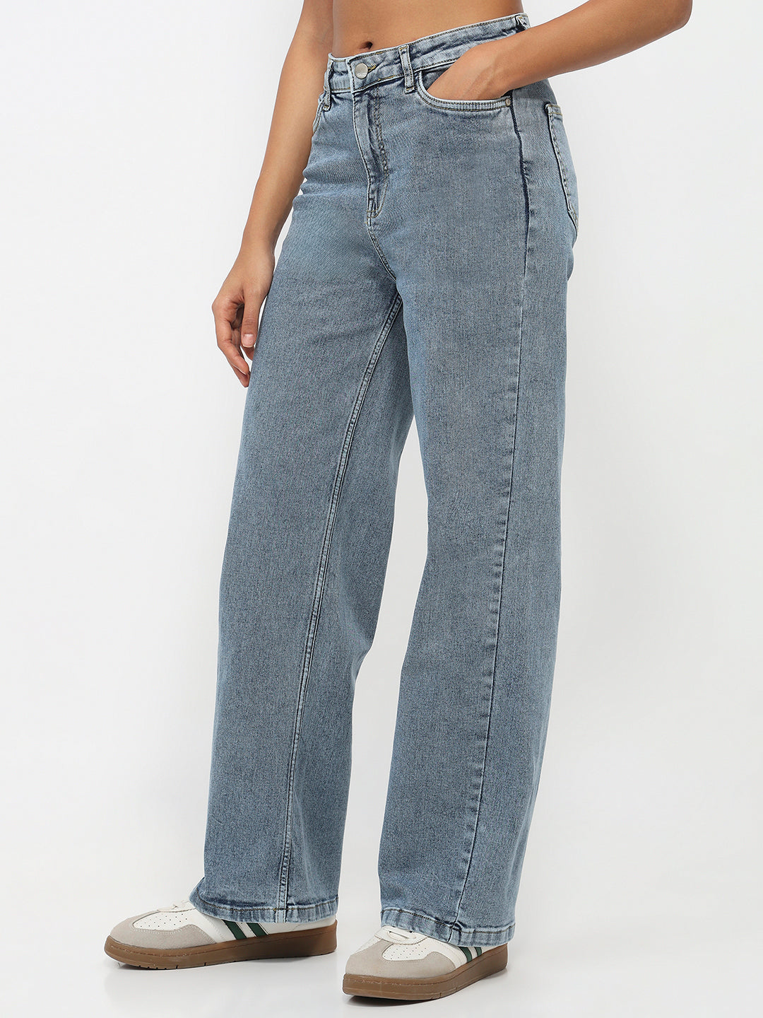 Women Blue High-Rise Straight Fit Jeans