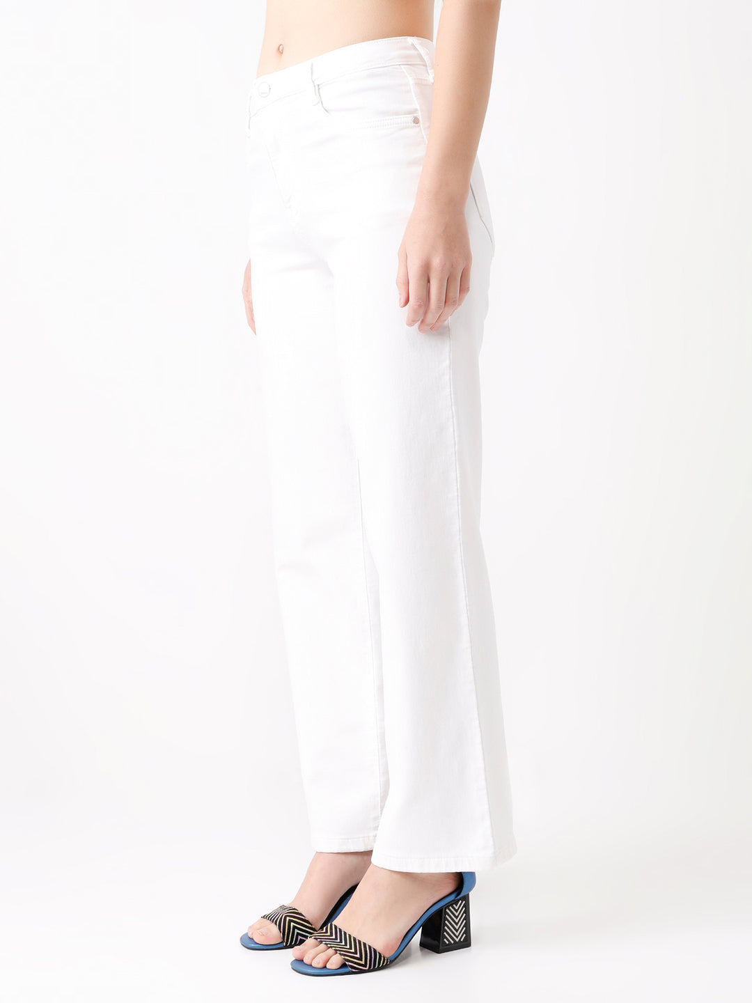 Women White High Rise Wide Leg Jeans