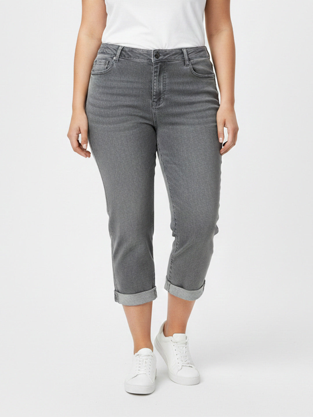 Women Grey High-Rise Capri