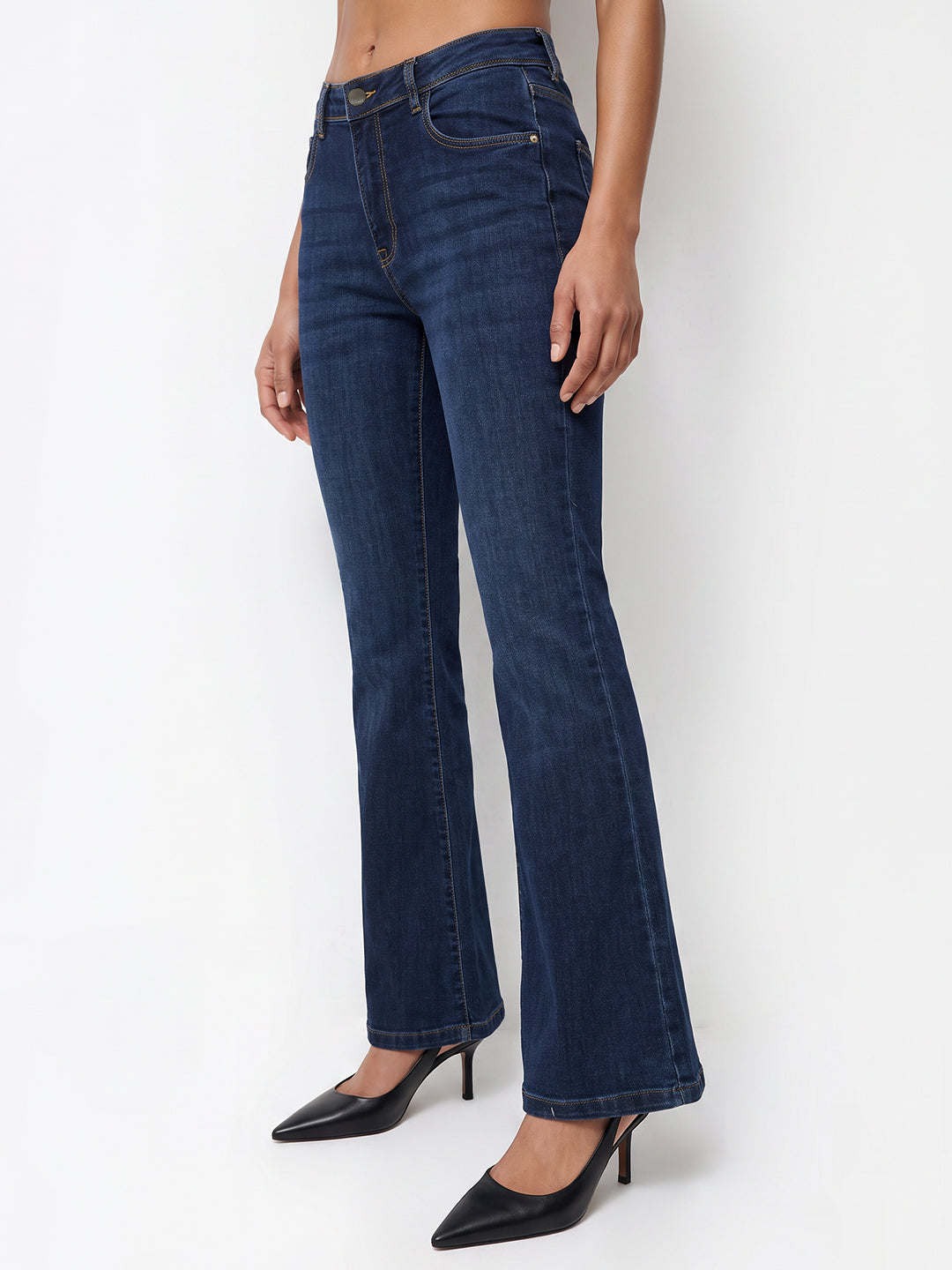 Blue High-Rise Flare Jeans
