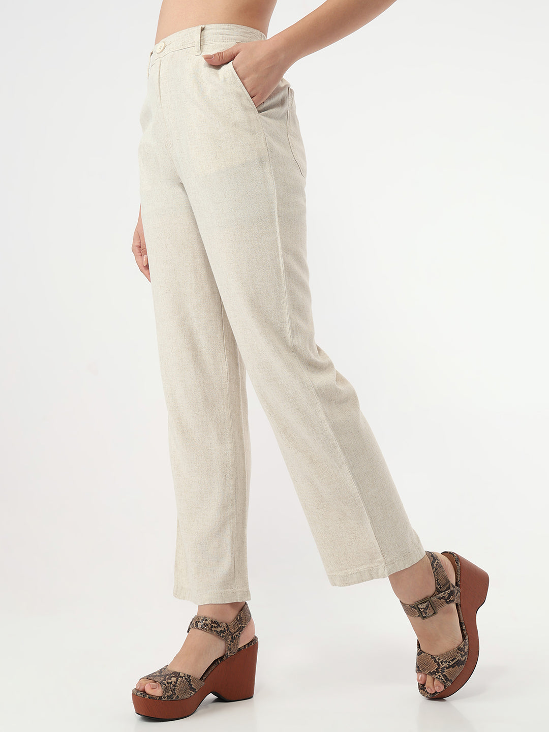 Women Light Natural Loose Straight Pants