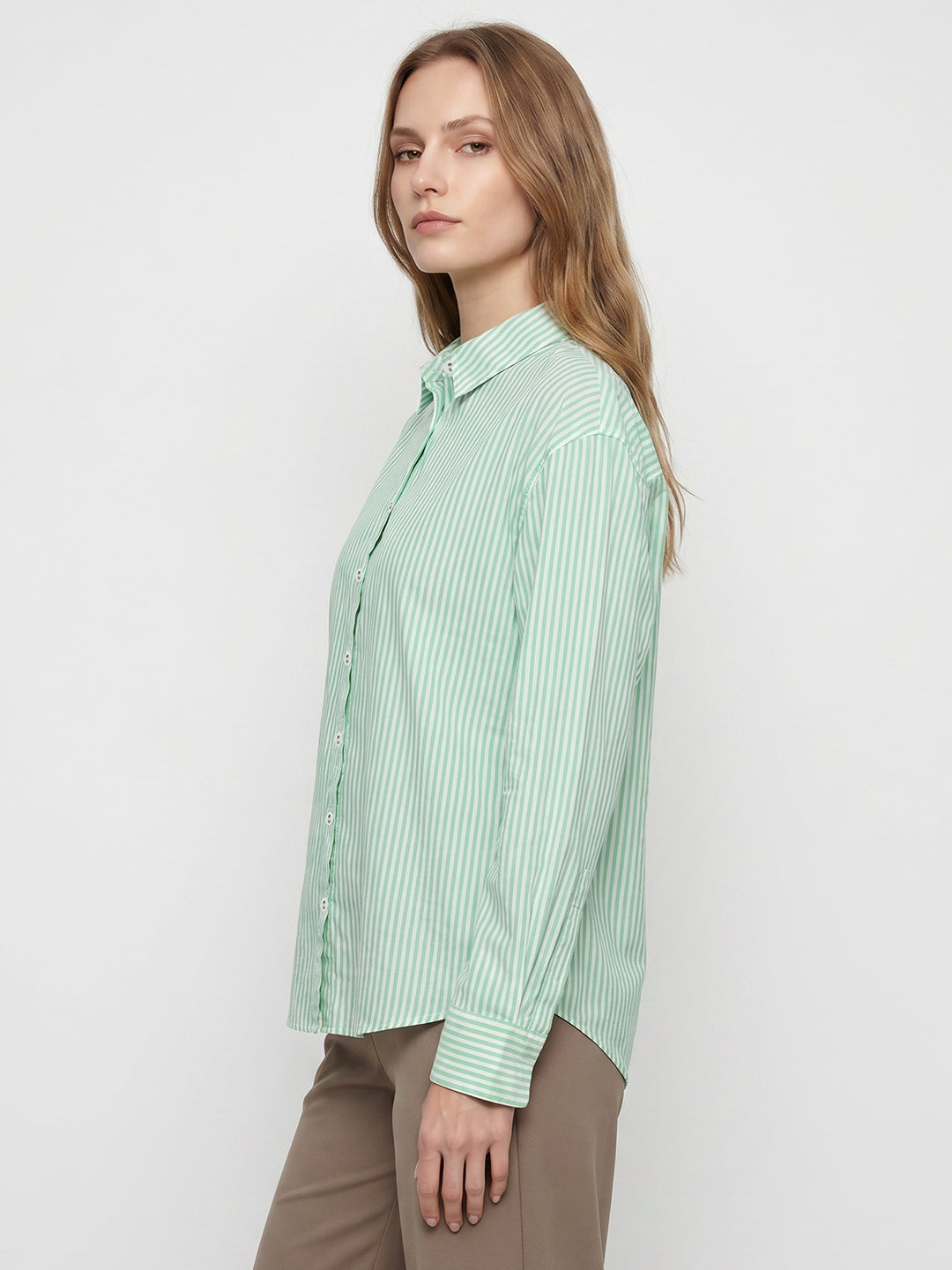Women Mint/White Oversize Shirt