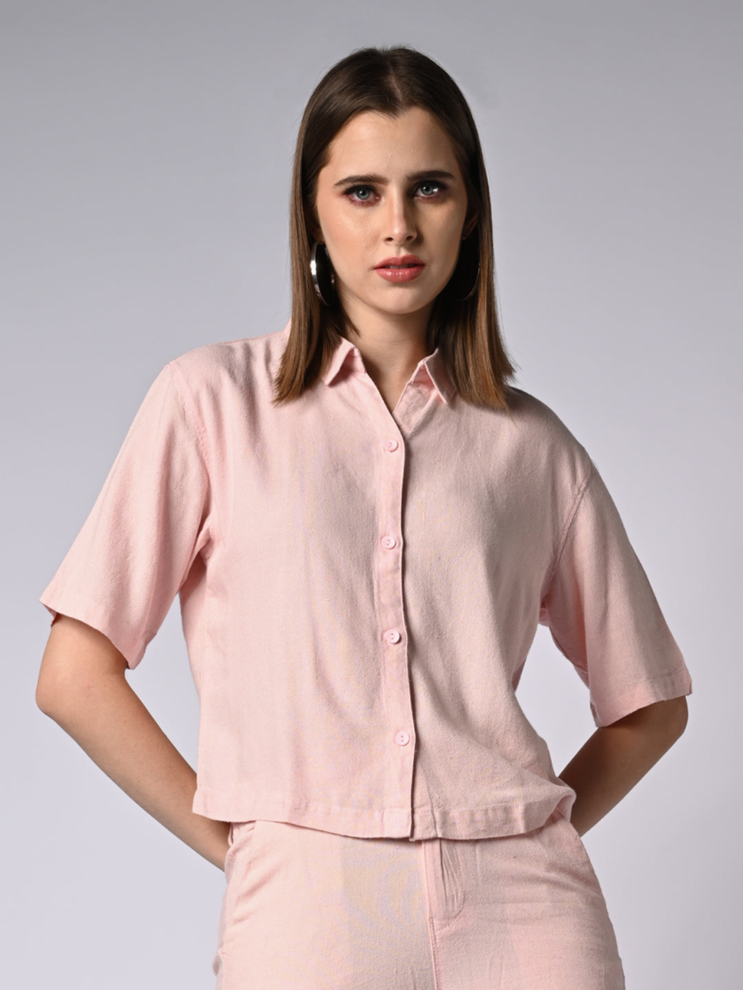 Women Solid Light Pink Shirt