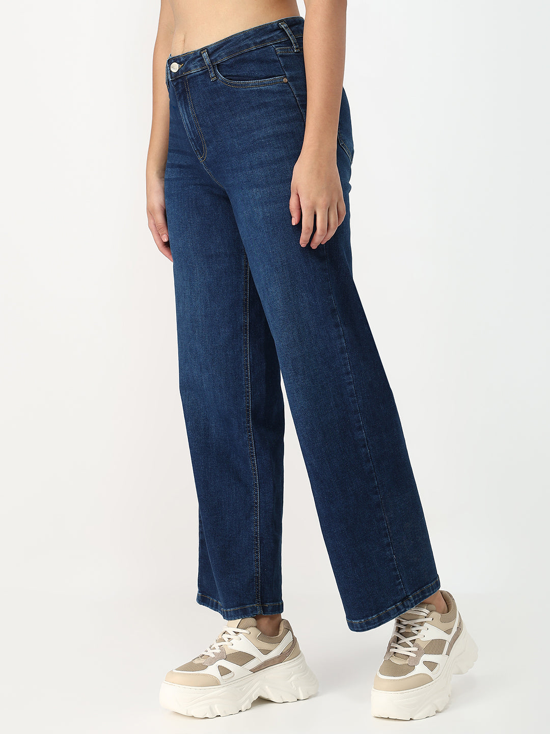 Women Blue High-Rise Wide Leg Jeans