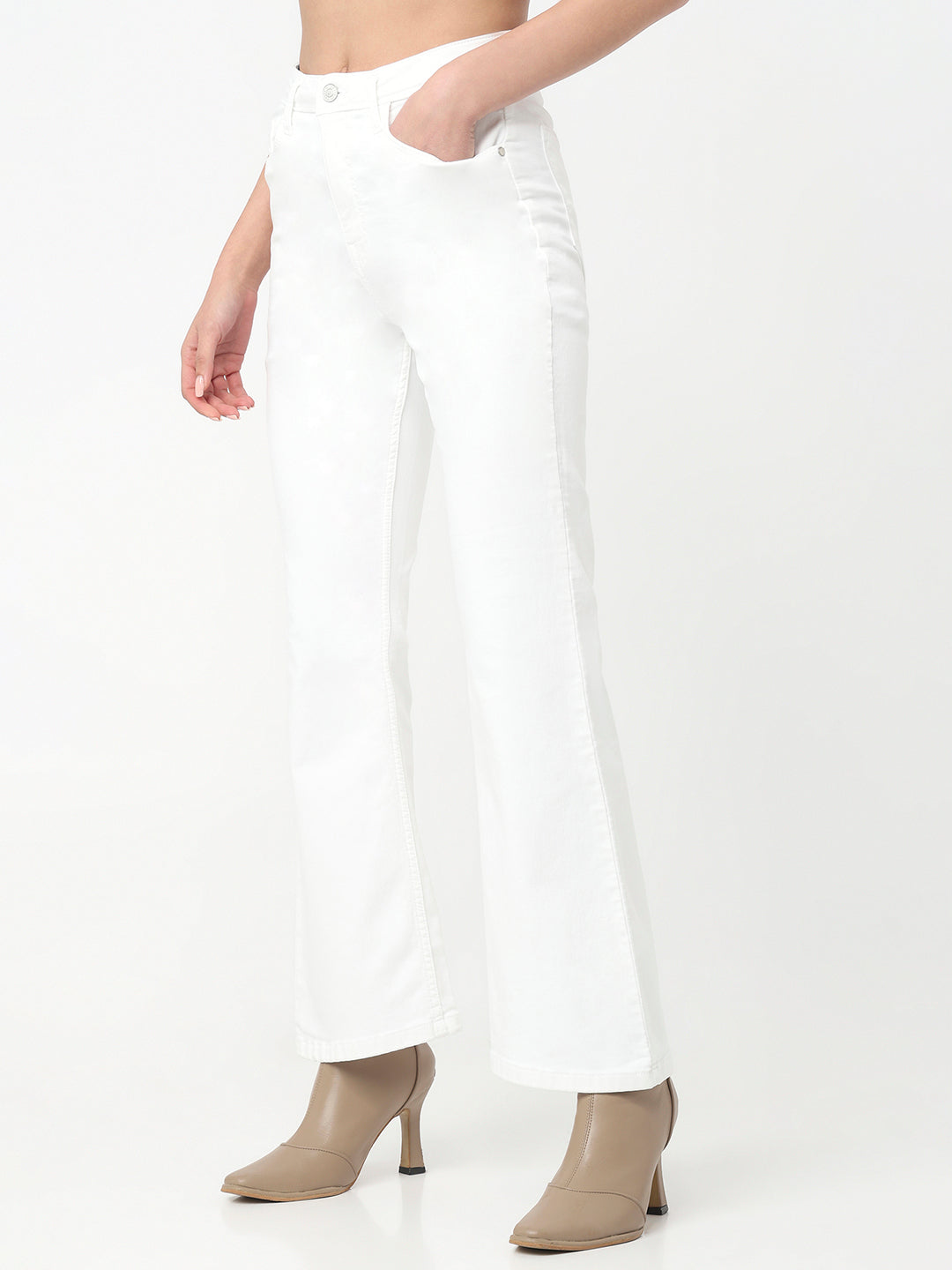 Women White High-Rise Flare Jeans