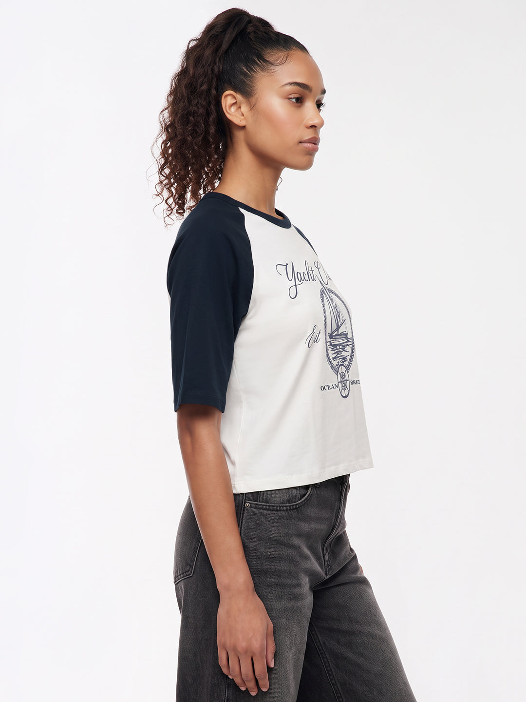 Off White/Airforce Crop Tees