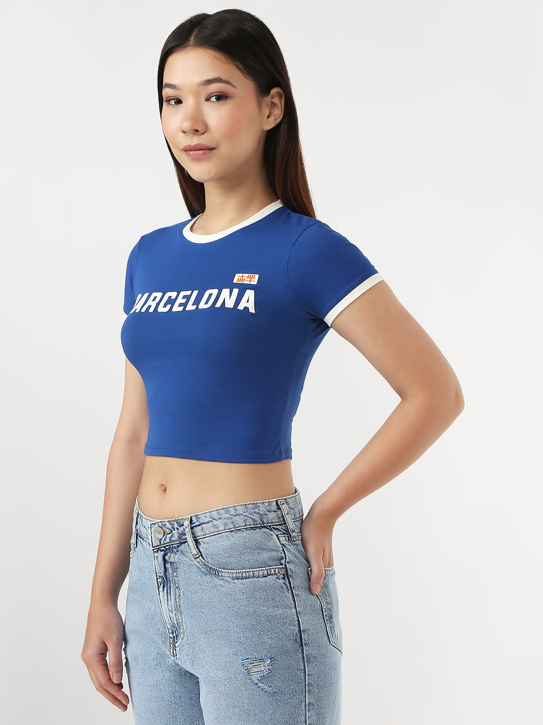 Women Royal Blue Slim Genz T-Shirt