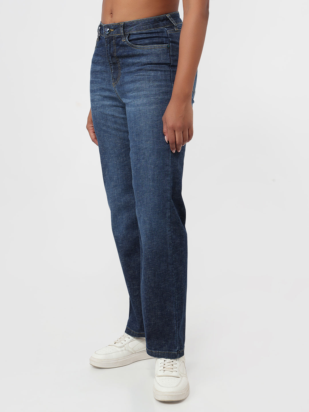 Women Blue High-Rise Straight Fit Jeans