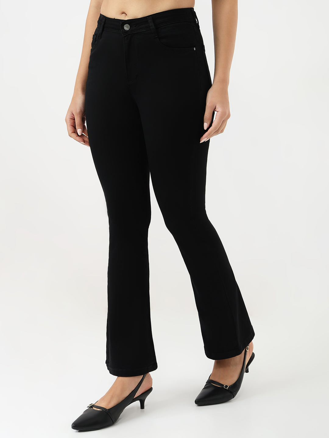Women Black High-Rise Flare Jeans