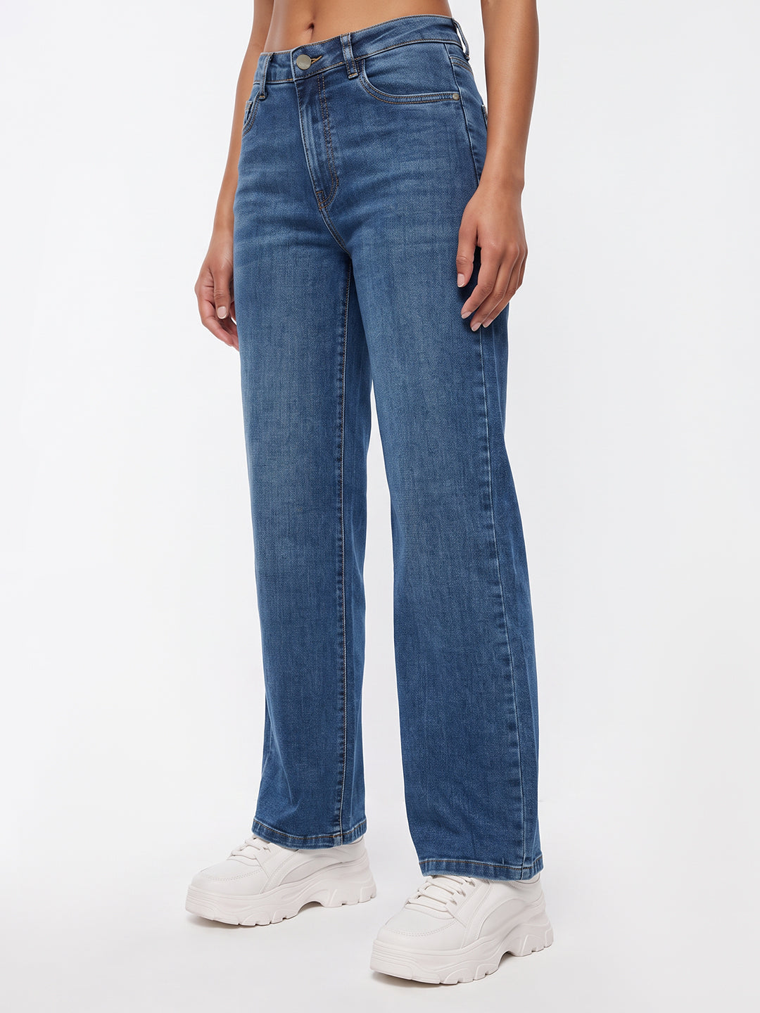 Blue High-Rise Wide Leg Jeans