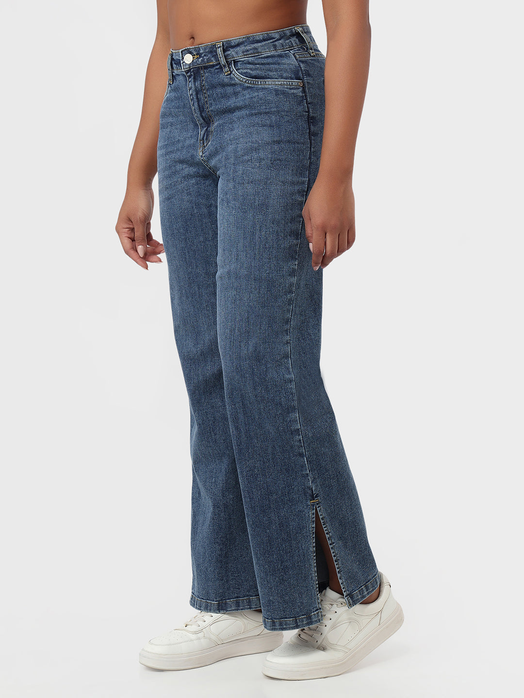 Women Blue High-Rise Wide Leg Jeans