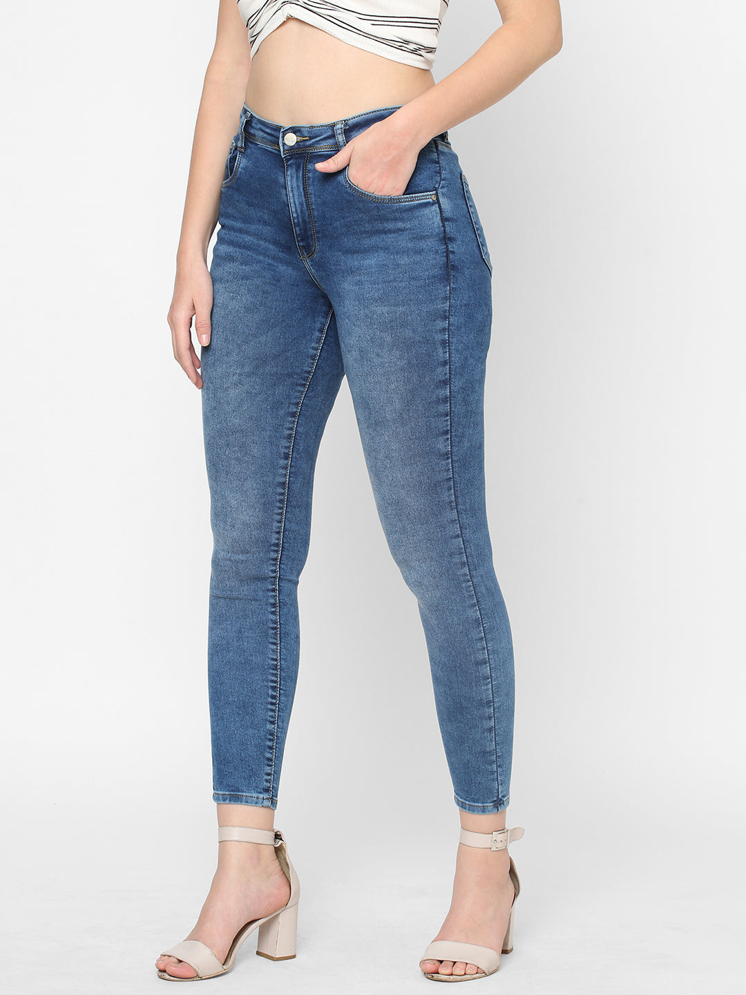 Women Blue High-Rise Skinny Jeans