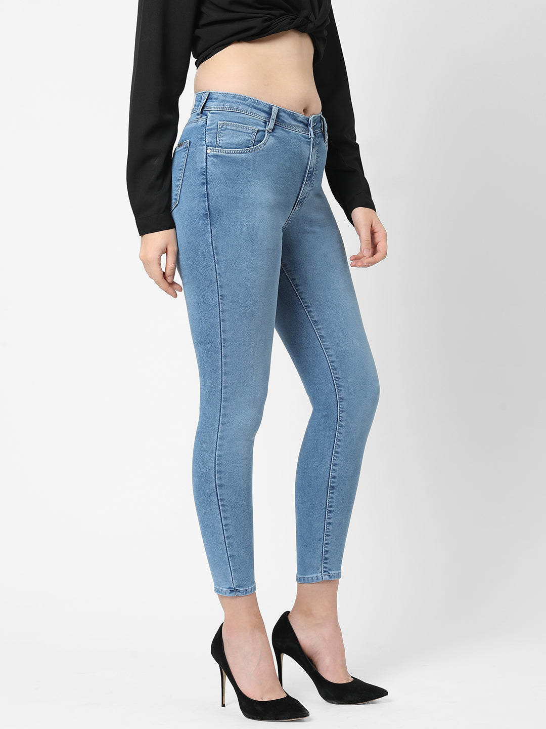 Women Light Blue High-Rise Skinny Jeans