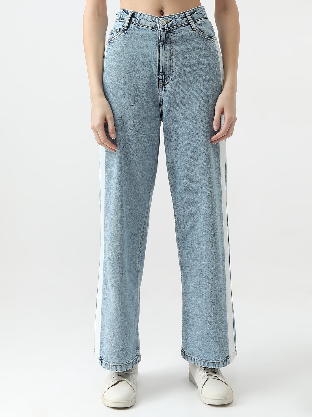 Women Blue High-Rise Wide Leg Jeans