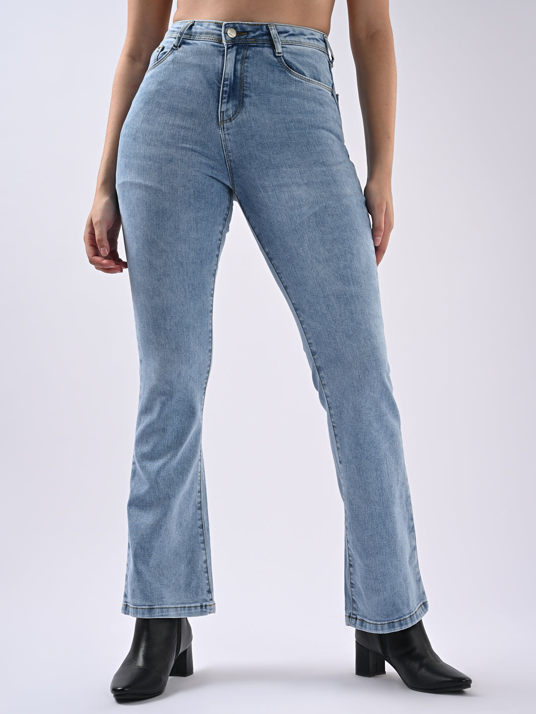 Women Blue High-Rise Flare Jeans