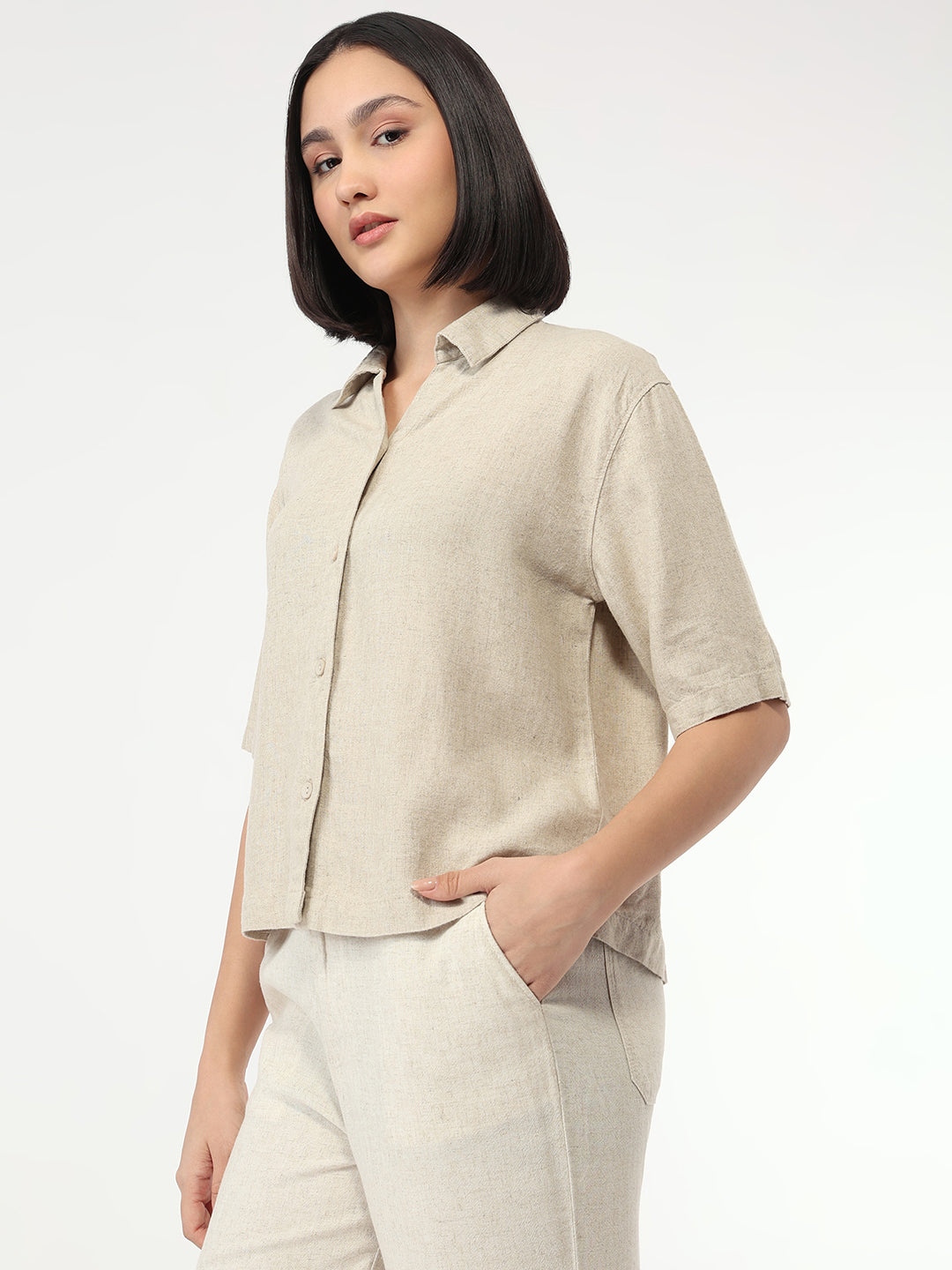 Women Dark Natural Crop Shirt
