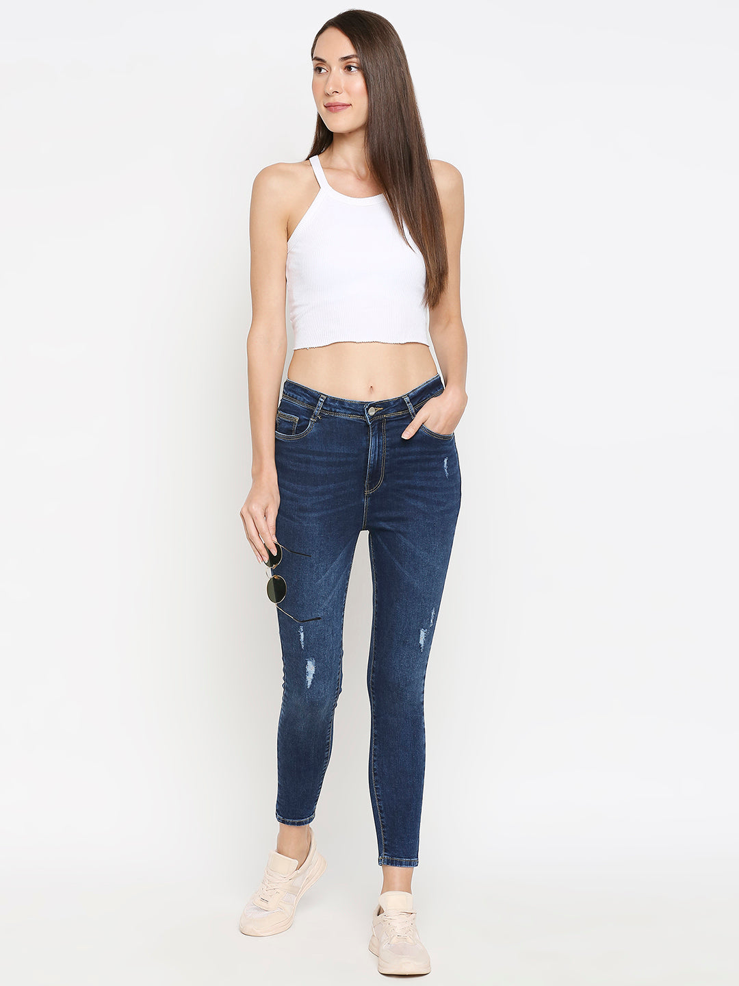 Women High-Rise Skinny Ripped Jeans