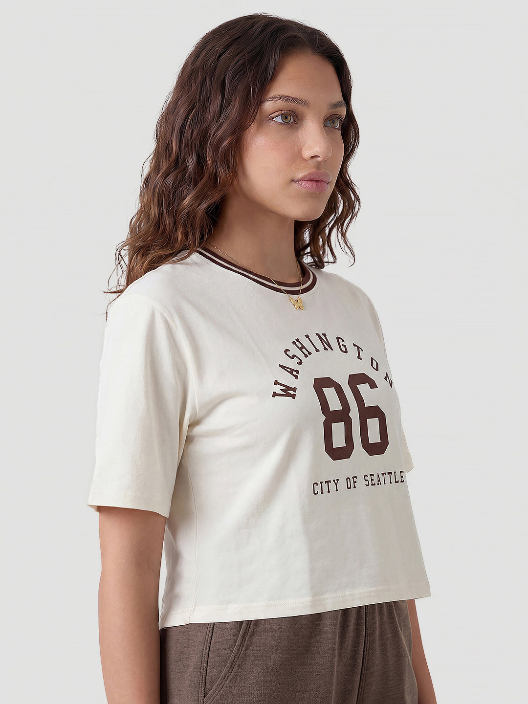 Women Ivory Crop Tees