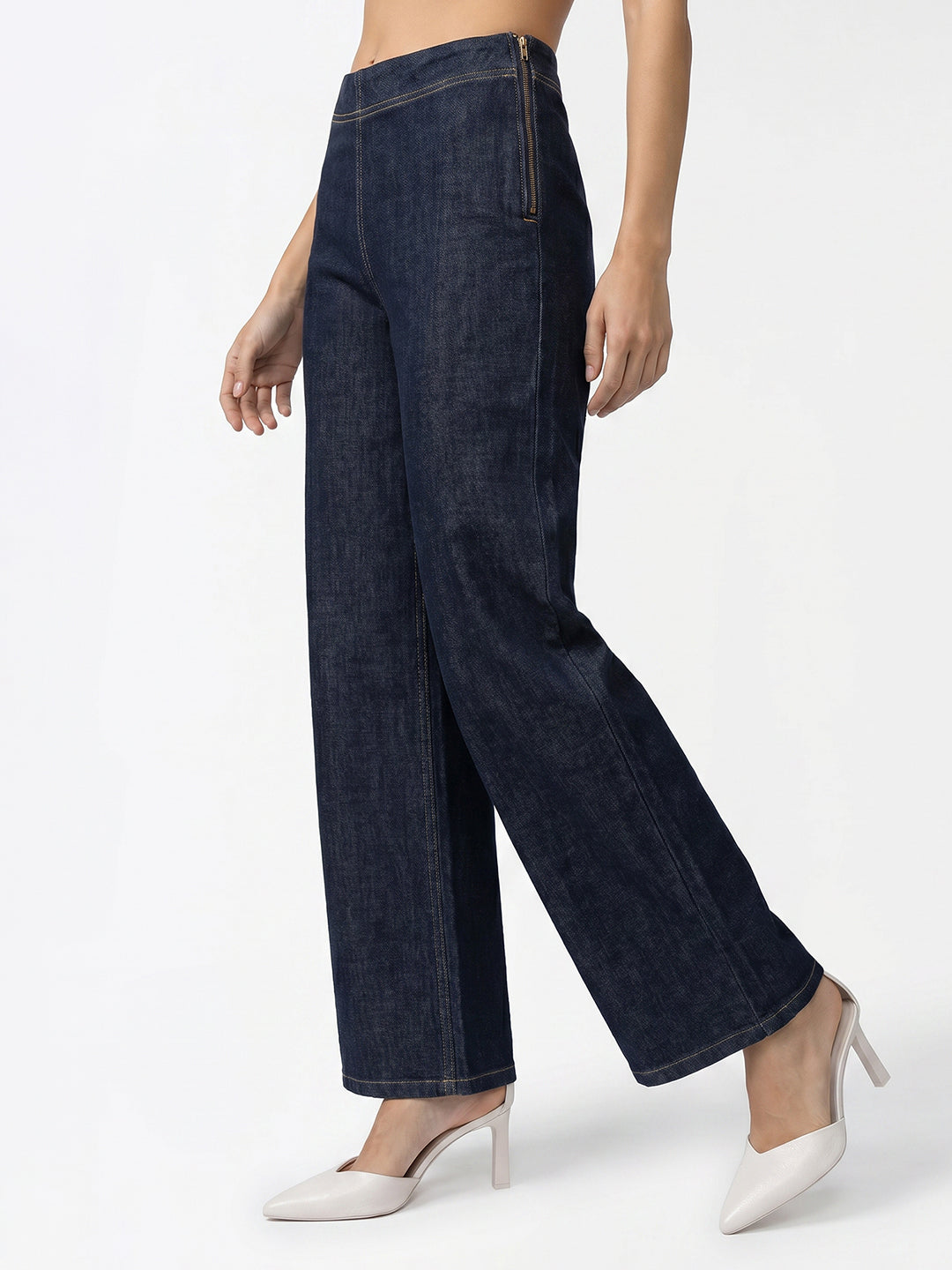 Dark Blue High-Rise Straight Fit Jeans