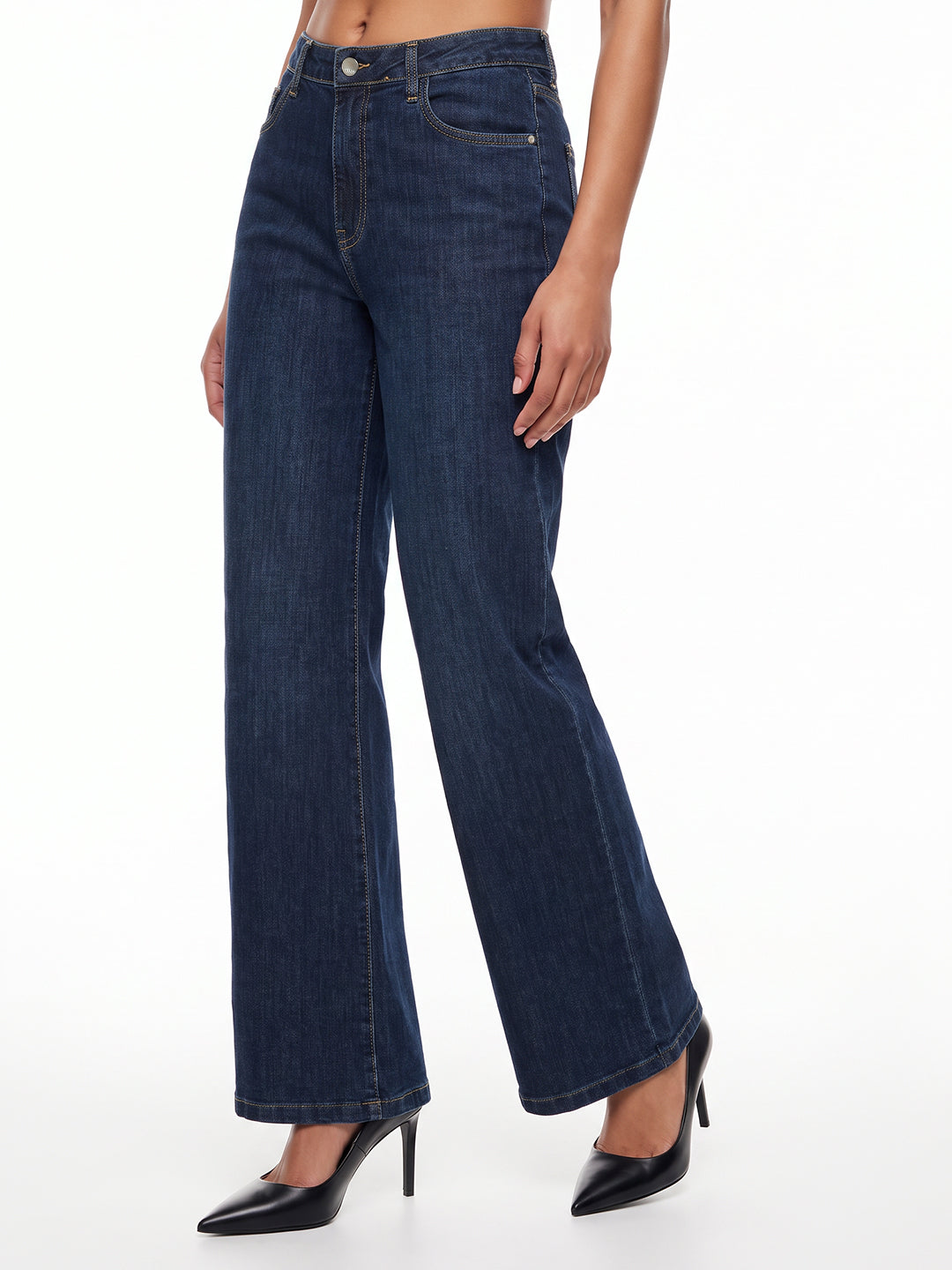 Dark Blue High-Rise Super Wide Leg Jeans