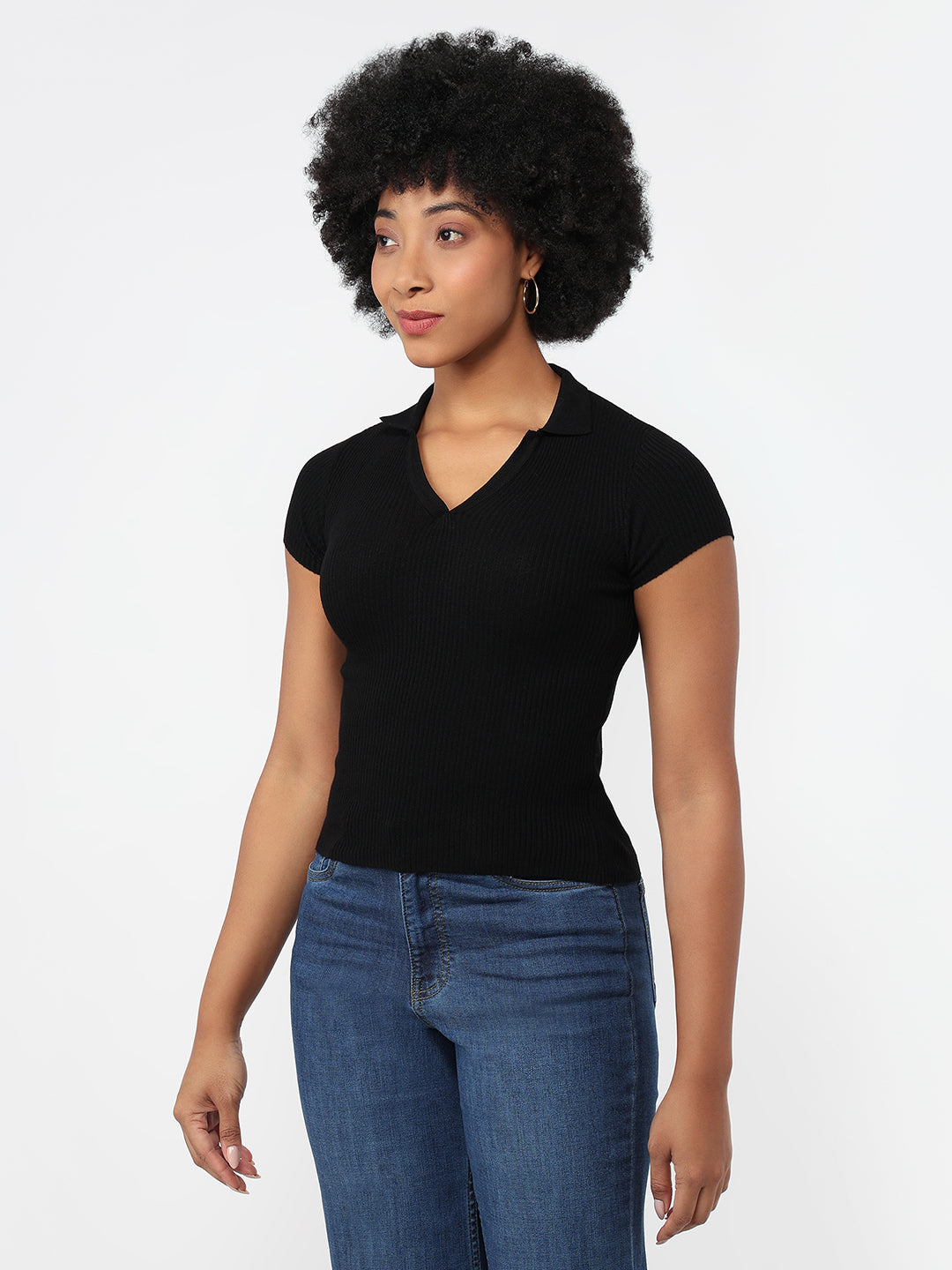 Women Black Slim Fit Flat Knit