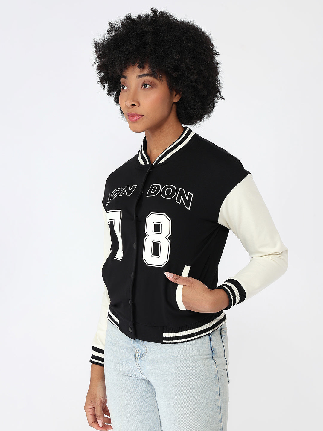 Women Black/Ivory Varsity Jacket