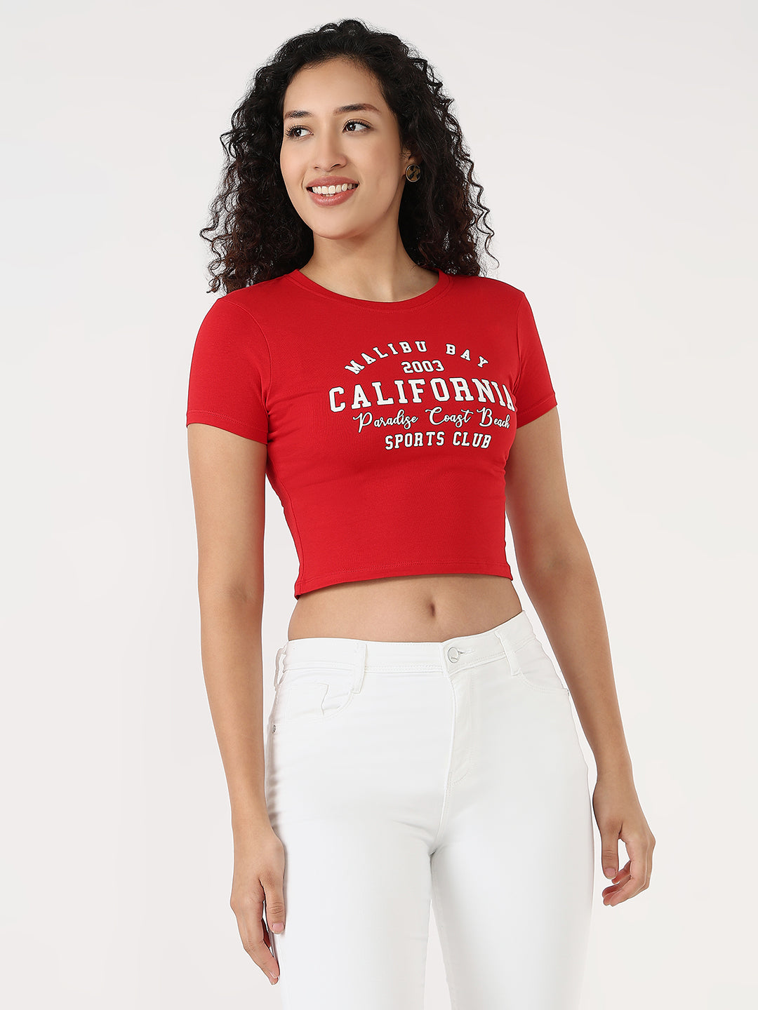 Women Red Slim Genz Tees