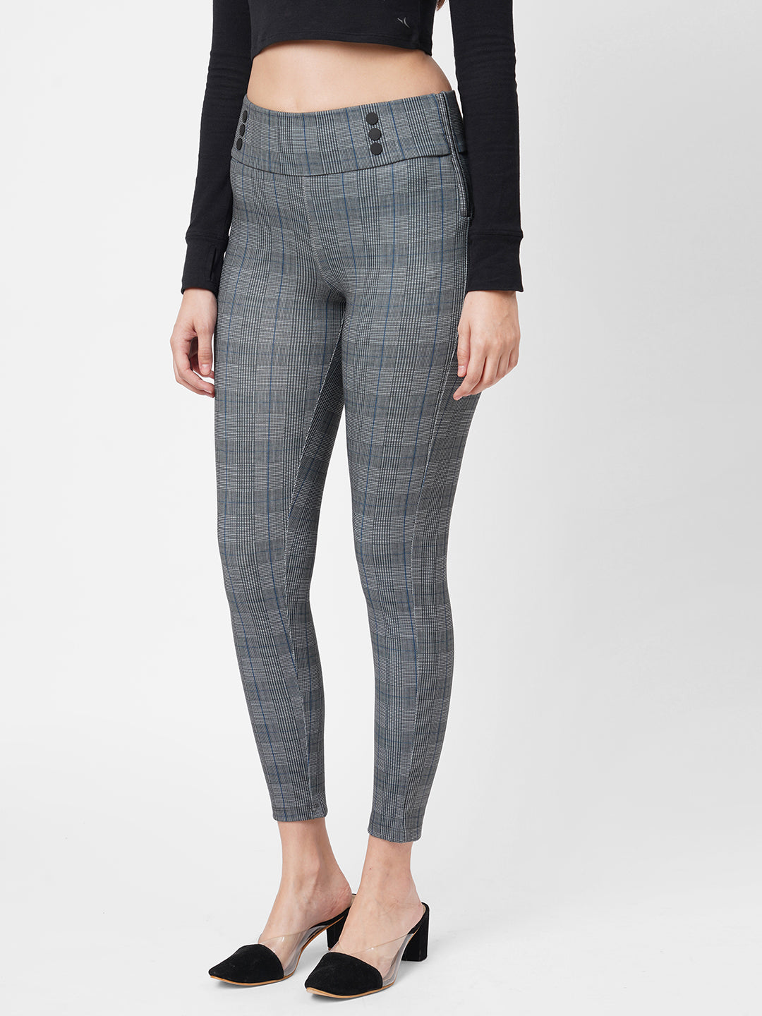 Women Grey High-Rise Skinny Treggings