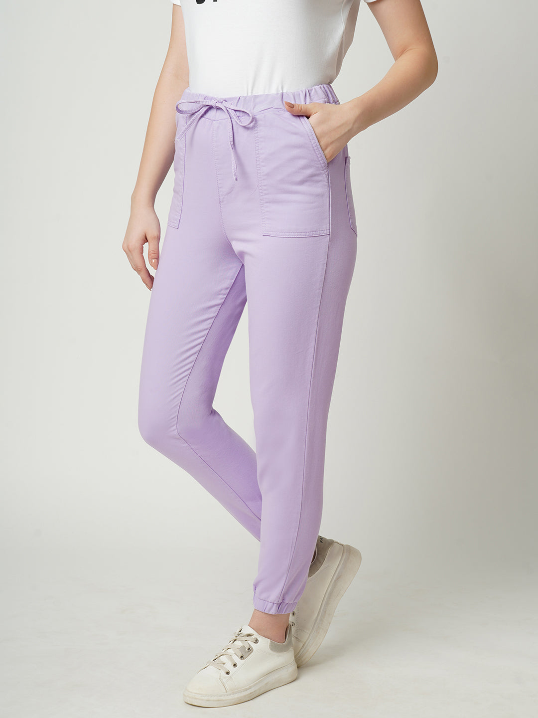 Women High-Rise Denim Joggers