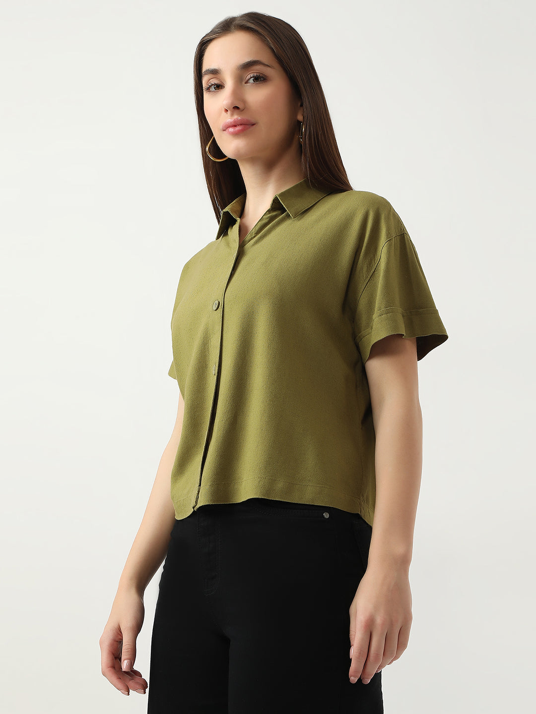 Women Avocado Crop Shirt
