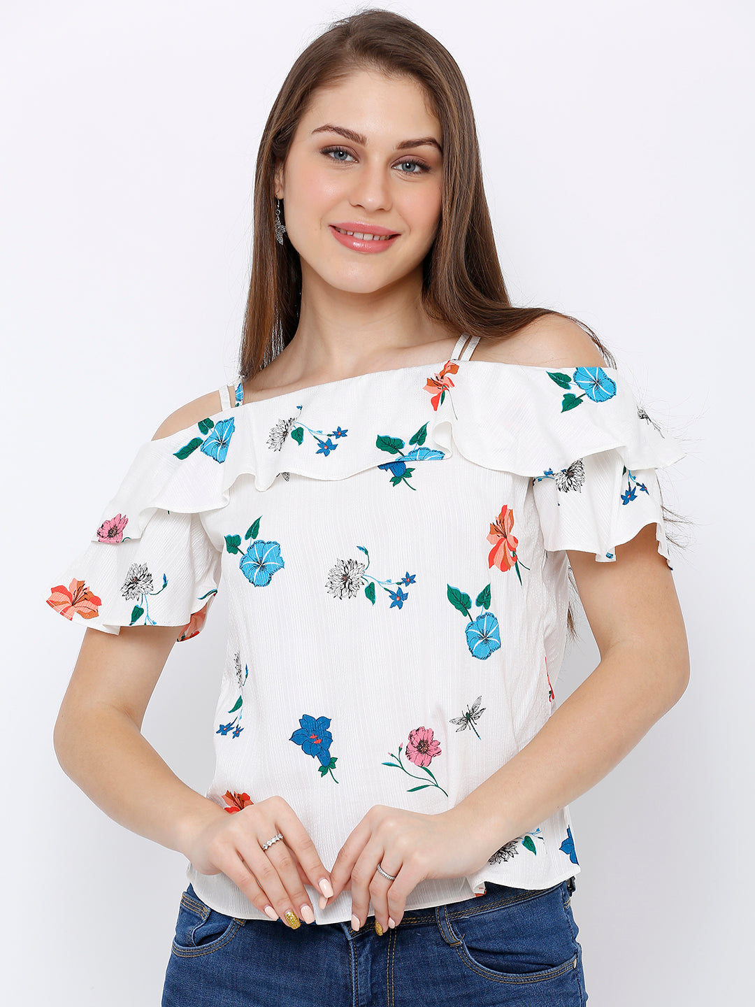 Women Off White Off Shoulder Top