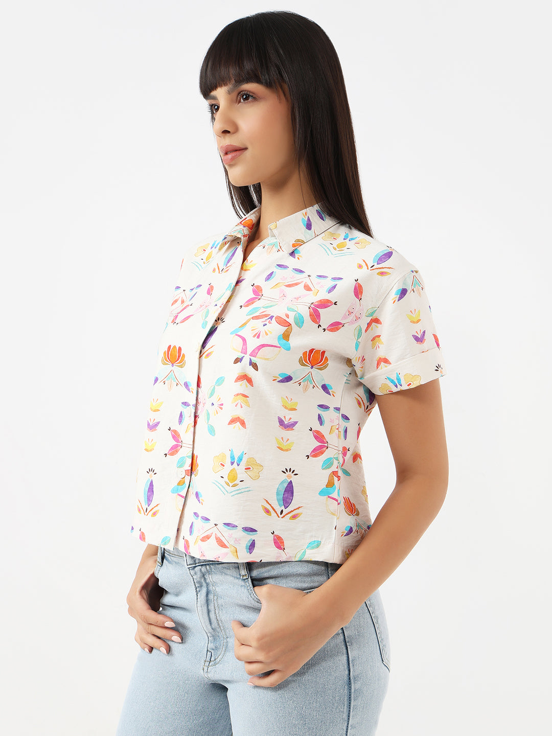 Women Multi Slim Crop Shirt