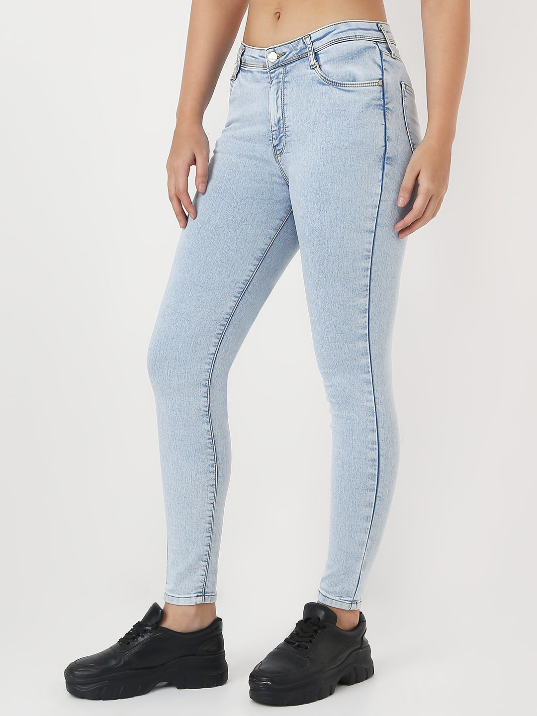 Women Light Blue High-Rise Skinny Jeans