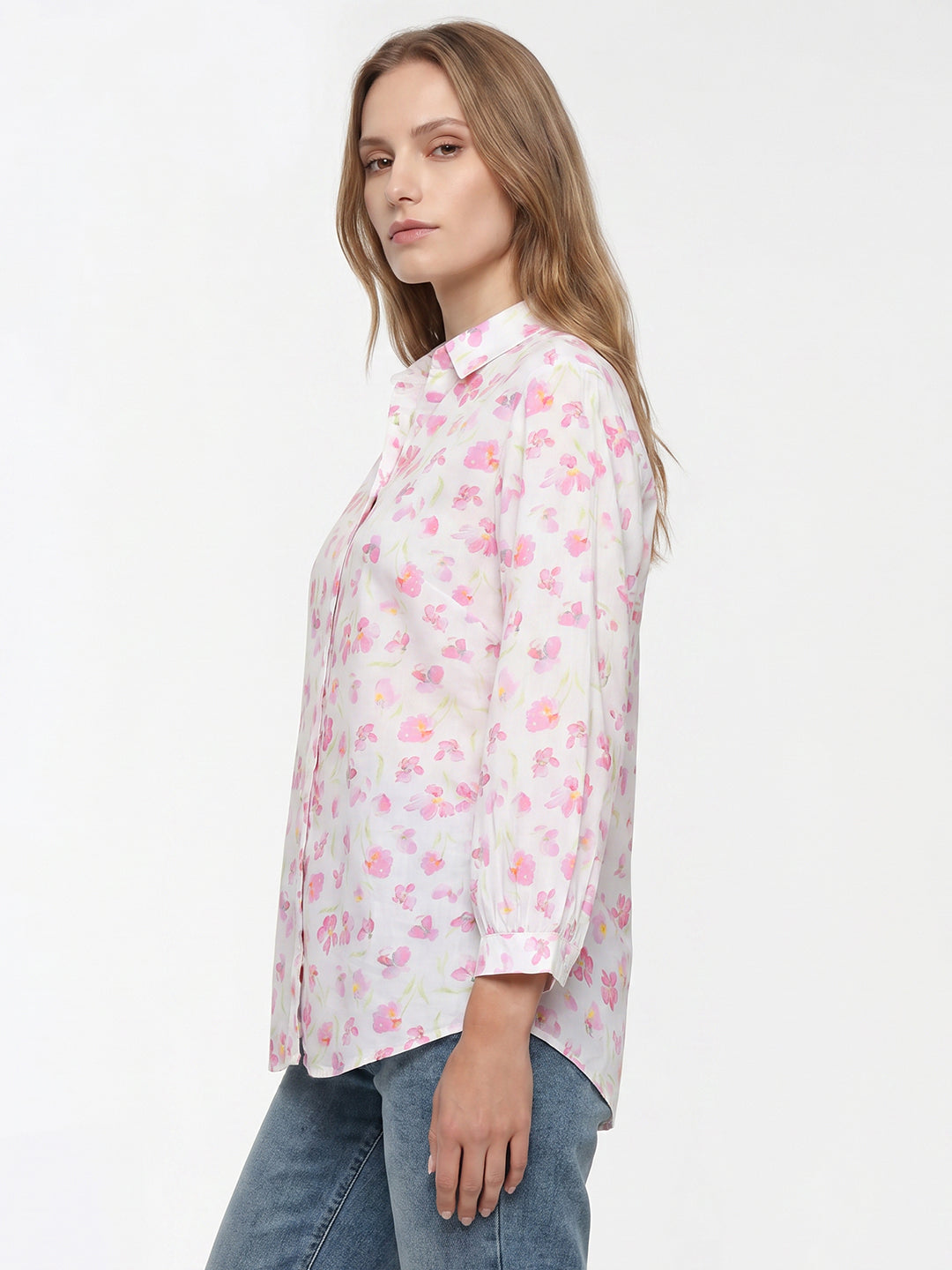 Women Pink Floral Shirt
