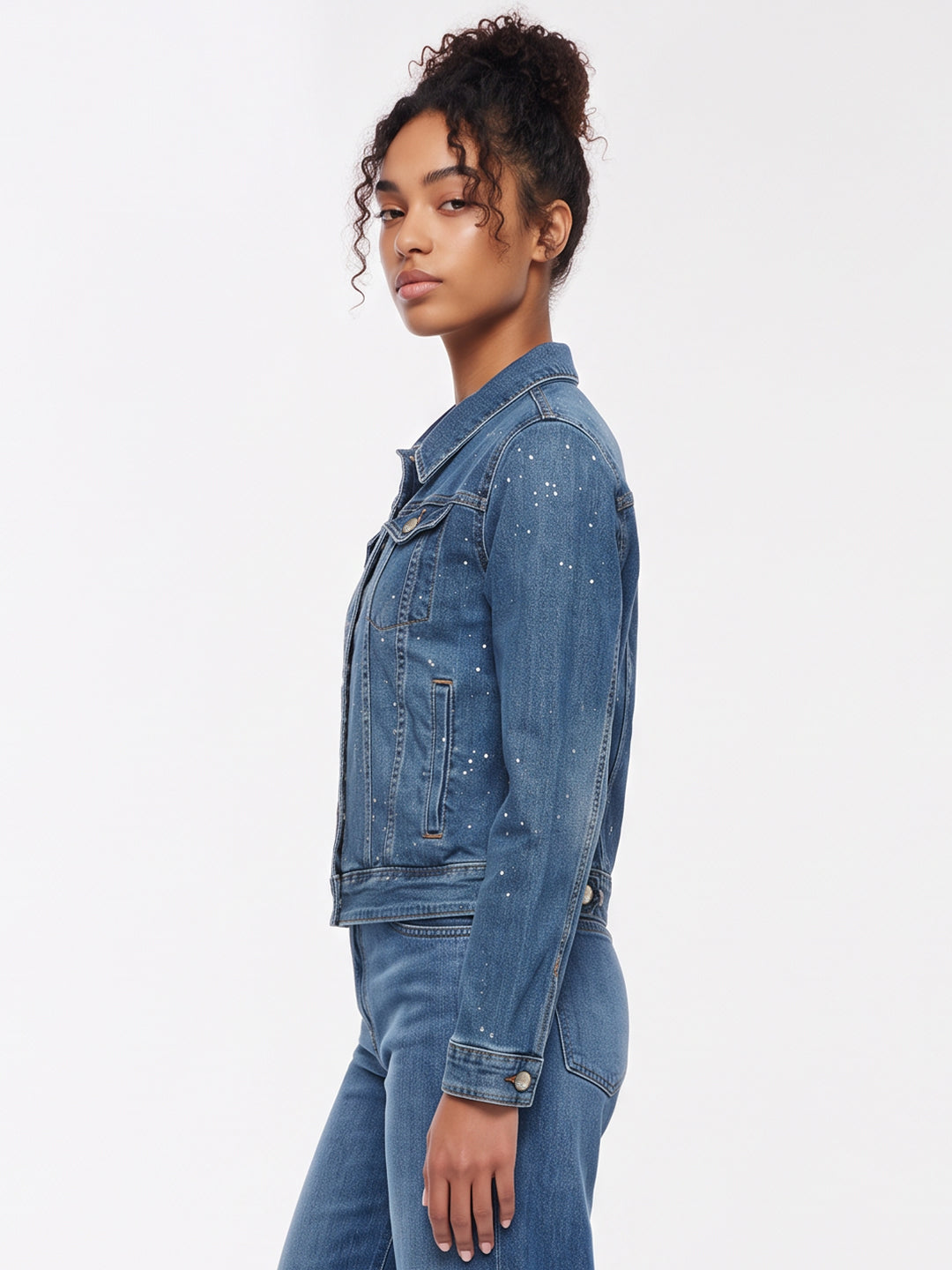 Blue Denim Rhinestone Jacket
