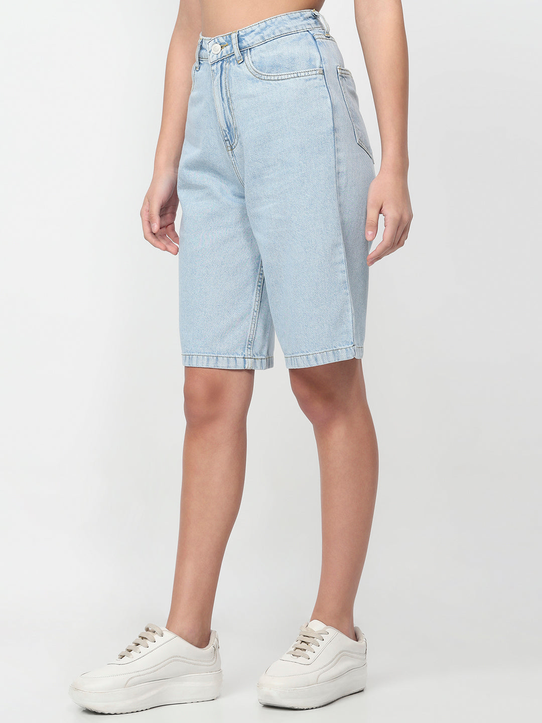 Women Light Blue Baggy Shorts
