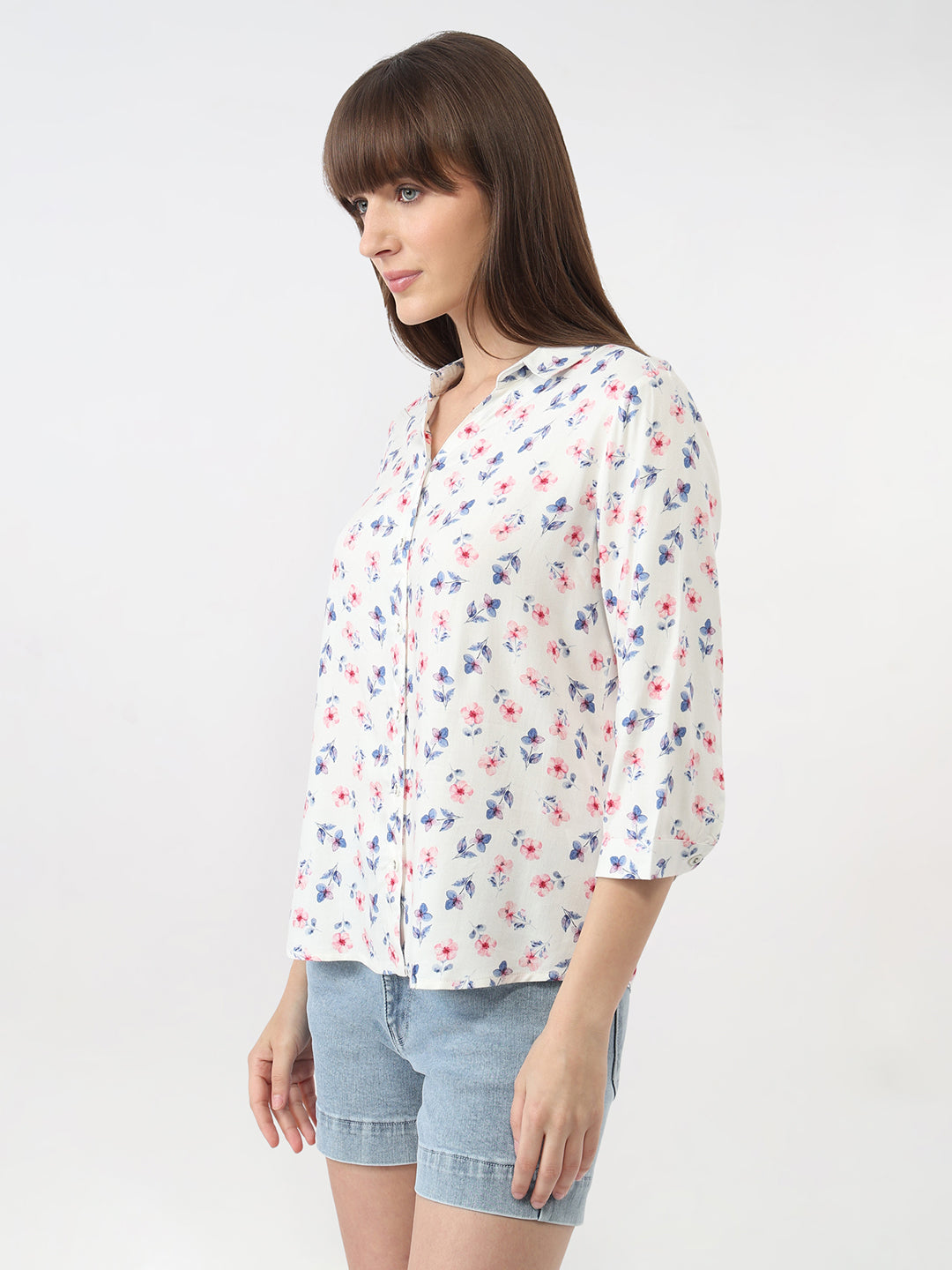 Women Floral Print Slim Shirt
