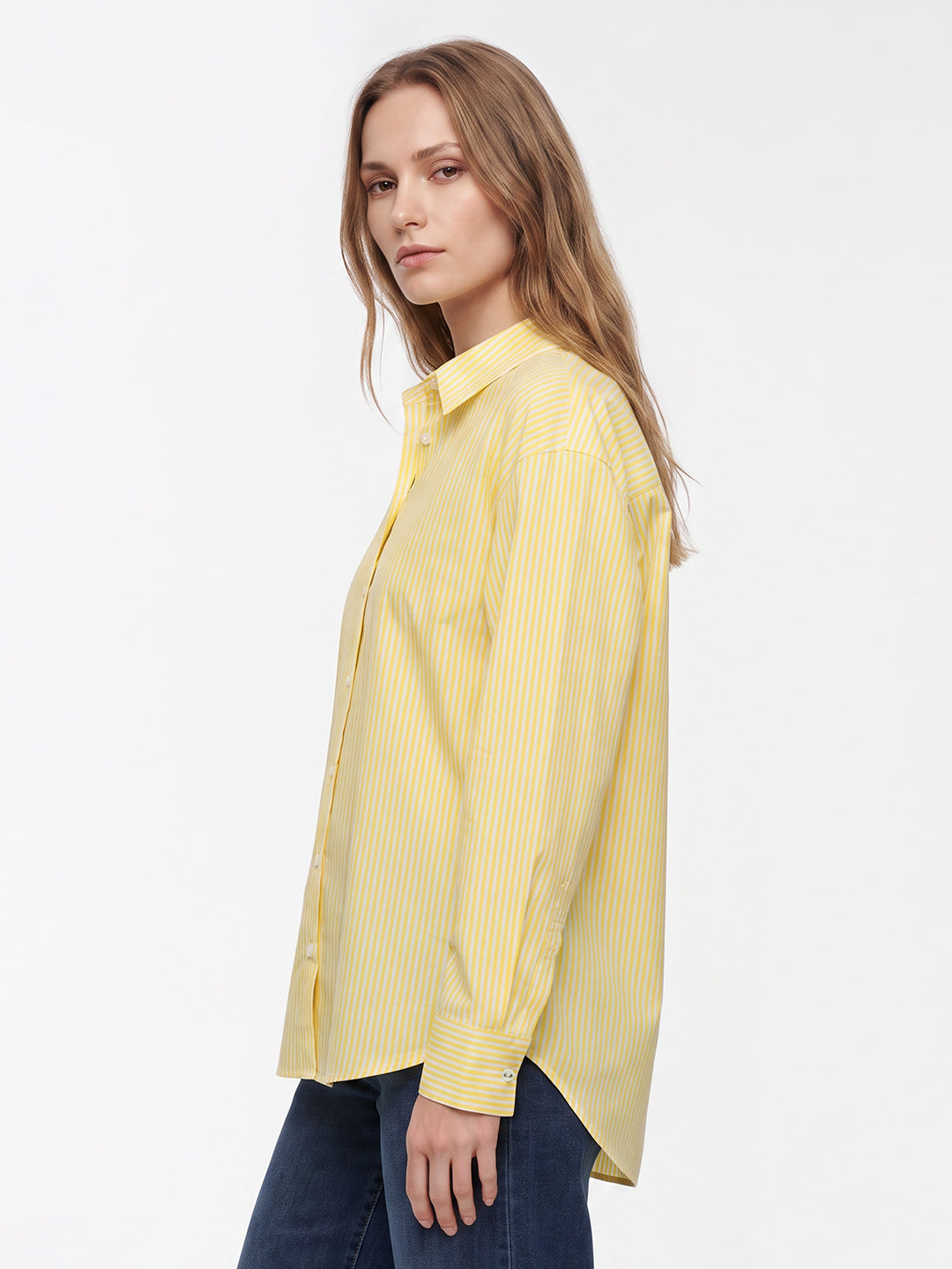 Women Yellow/White Oversize Shirt