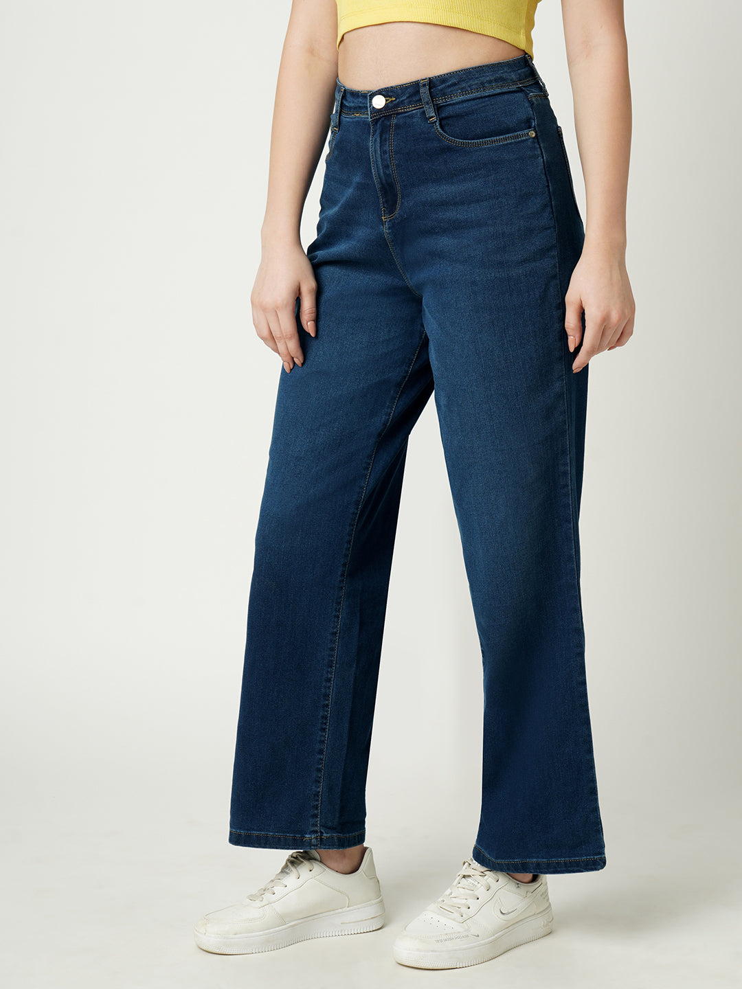 Women High-Rise Parallel Wide Leg Jeans