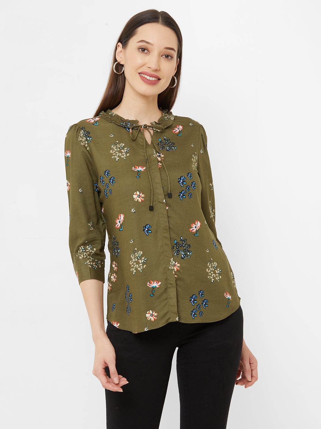 Women Olive Printed Top