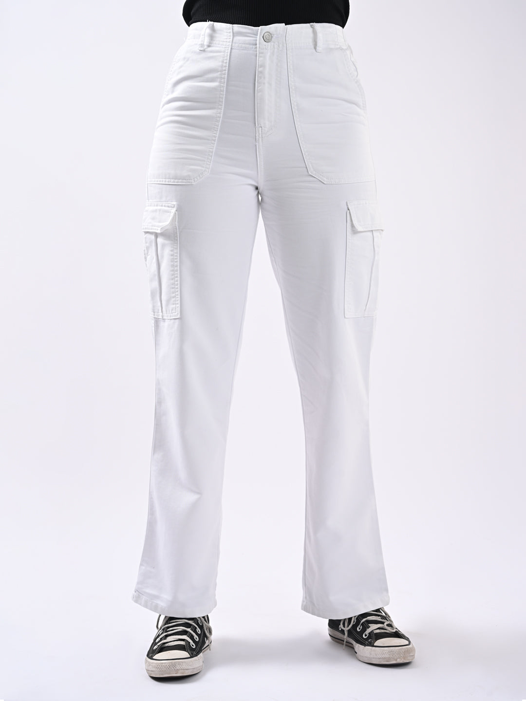 Women White High-Rise Cargo