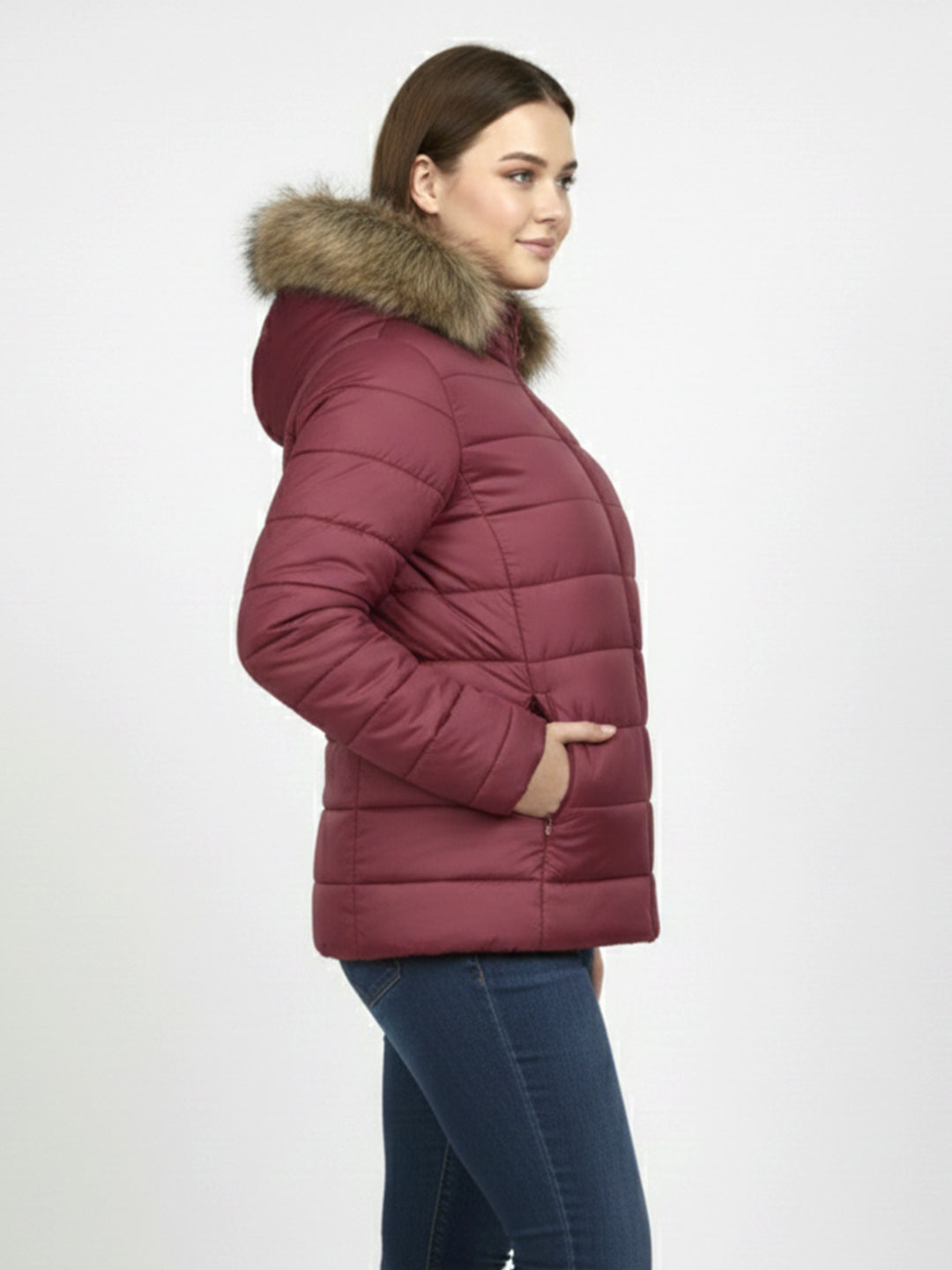 Women Maroon Winter Jacket