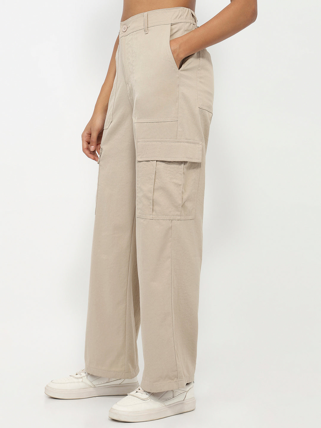 Women Beige Mid-Rise Cargo