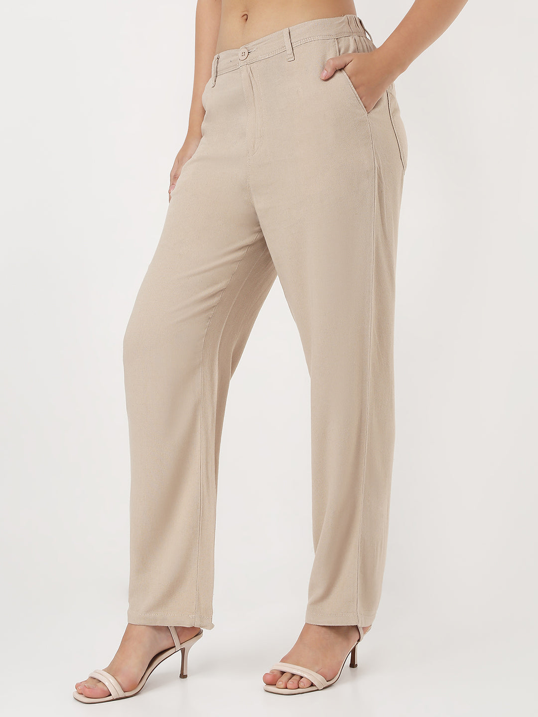 Women Oatmilk Loose Straight Fit Korean Pants