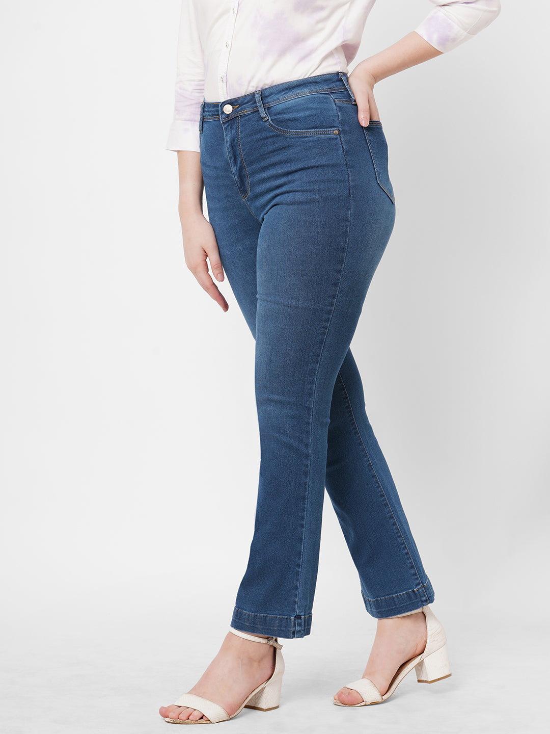 Women Blue High-Rise Flare Jeans