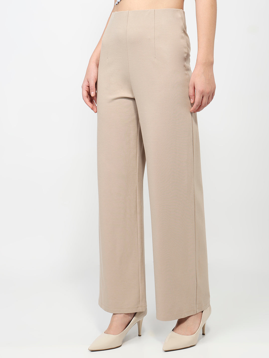 Women Oatmilk Wide Leg Treggings