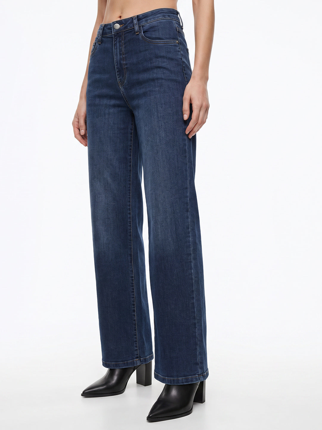 Women Blue High-Rise Wide Leg Jeans