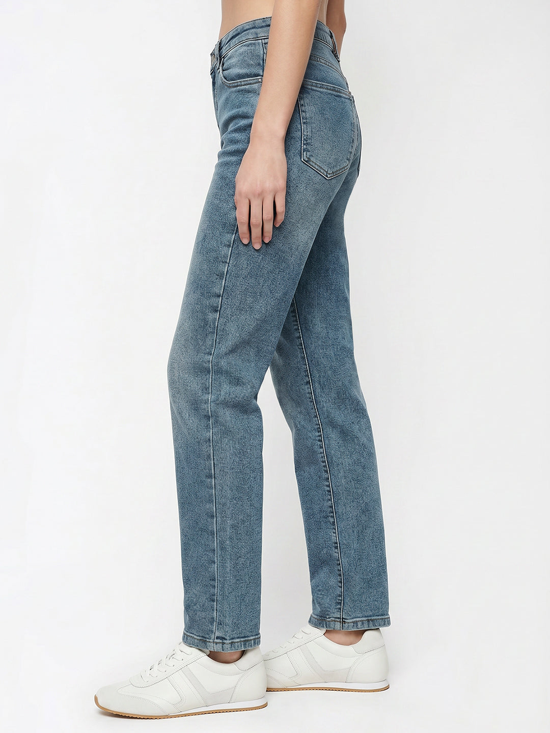 Women Blue High-Rise Slim Straight Fit Jeans