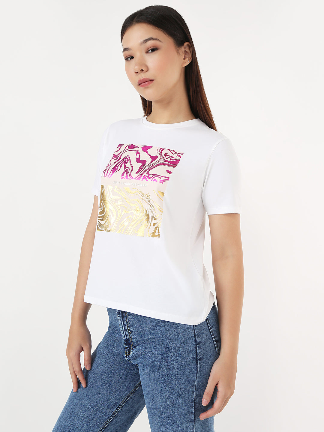 Women White Slim Boxy T-Shirt