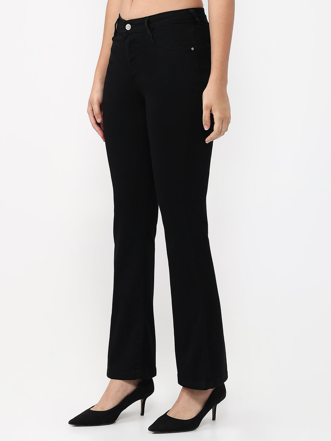 Women Solid High-Rise Flare Jeans